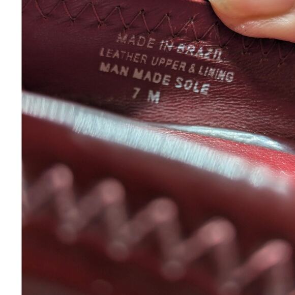 Tory Burch Leanne Burgundy Oxblood Patent Leather Emblem Stacked Heel Lug Sole 7 - Picture 5 of 12